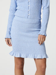 Neo Noir Sisi Smock Light Blue Mini Skirt – Ruffle Hem Stretch | Women