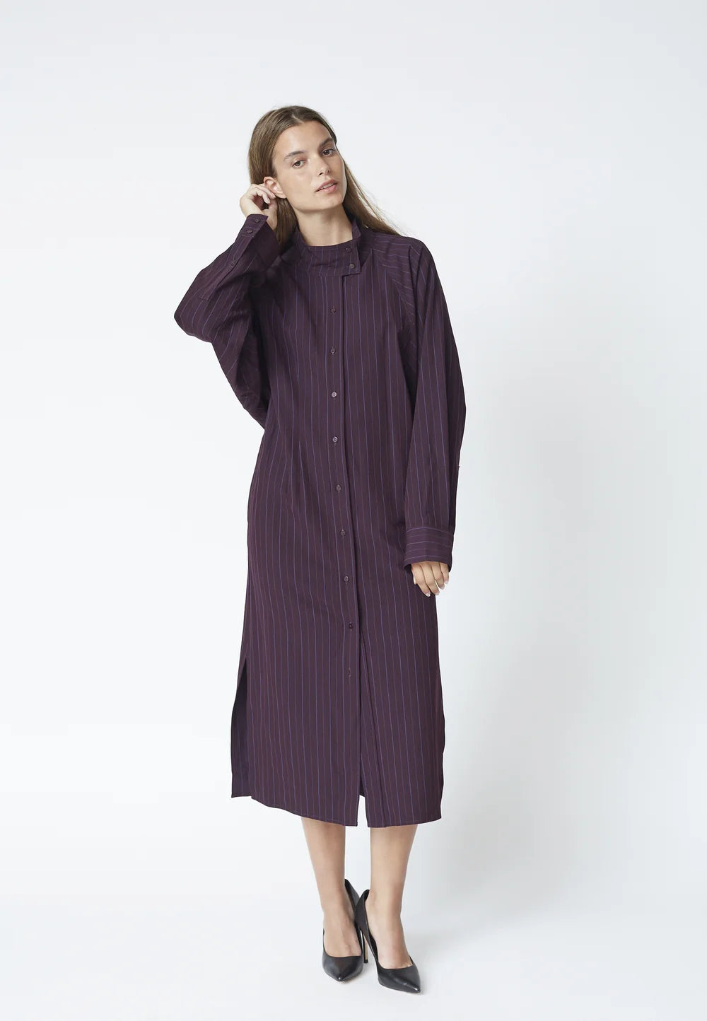 Co'couture Trinny CC Stripe Batwing Midi Dress – Plum