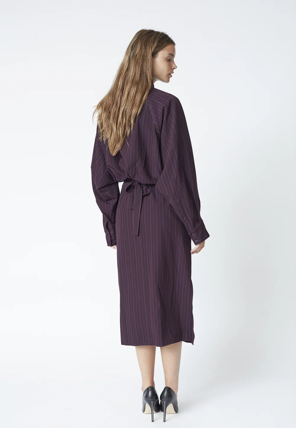 Co'couture Trinny CC Stripe Batwing Midi Dress – Plum