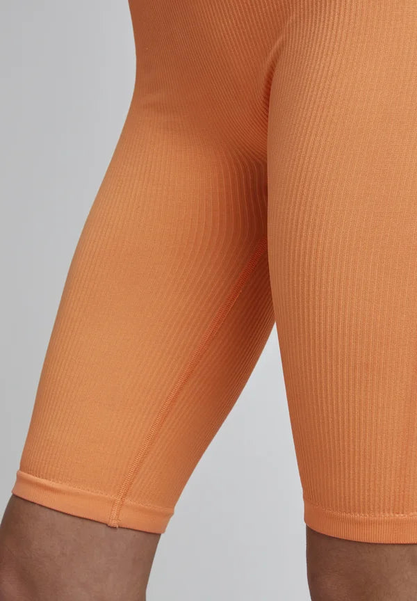 JC Sahana Seamless Ribbed Biker Shorts - Muskmelon