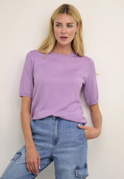 Kaffe Kalizza Lupine Lavender Fine Knit Short Sleeve Top – Women's Designer Outlet