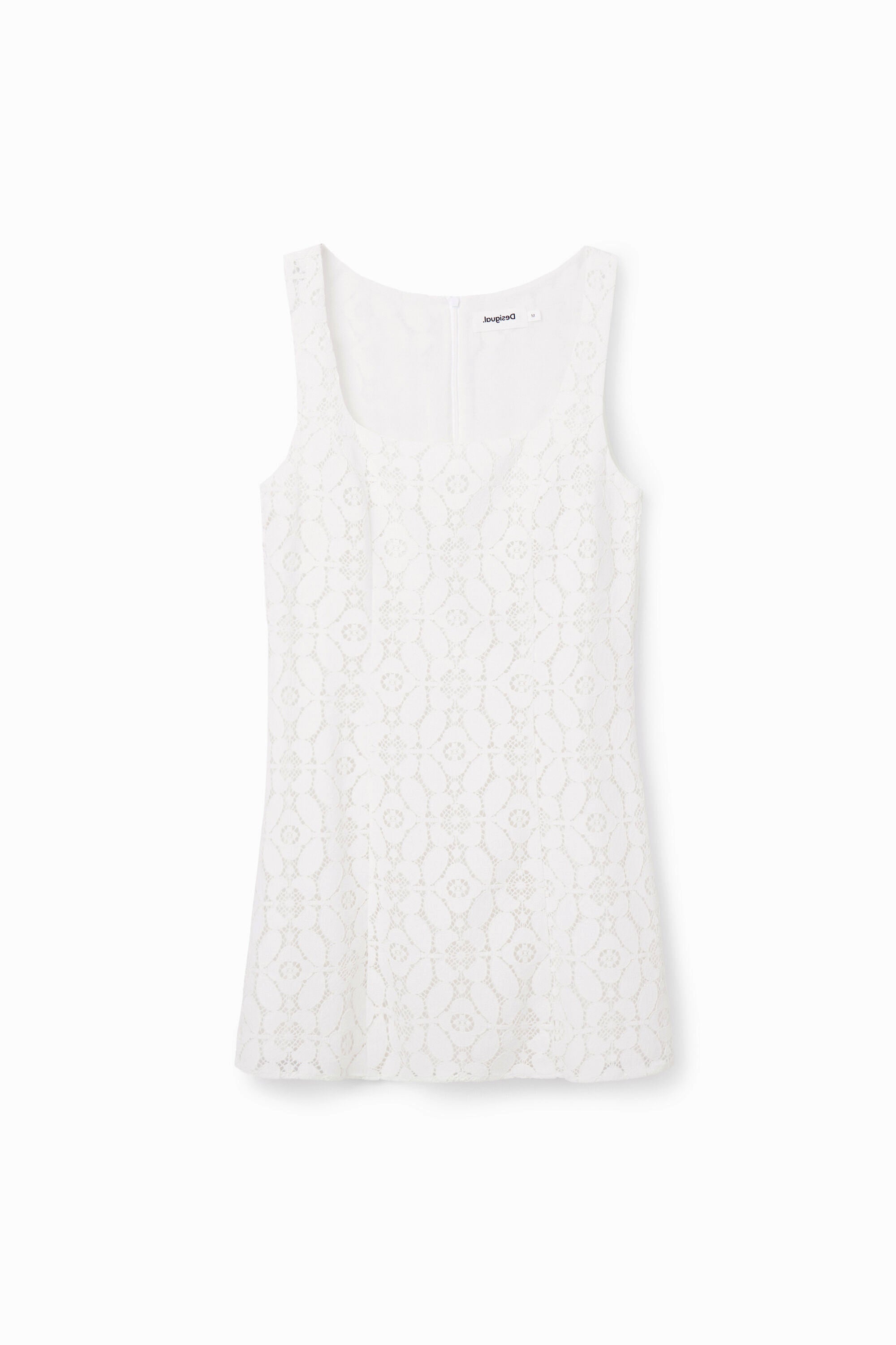 Desigual Floral Lace Mini Dress – White