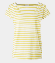 s.Oliver Women's Yellow Striped T-Shirt - Boat Neck