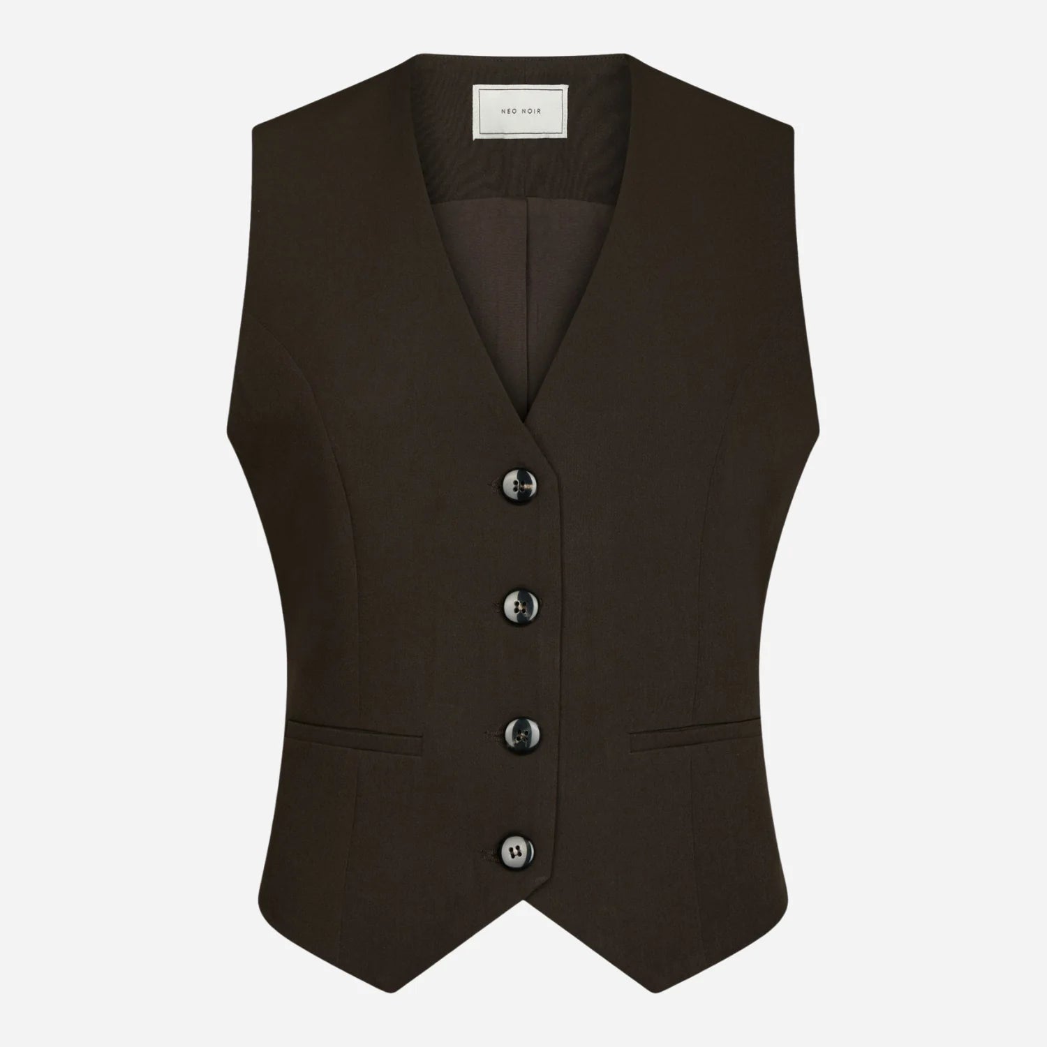 Neo Noir Vendetta Suit Waistcoat Dark Brown – V-Neck 5-Button Tailored | Women