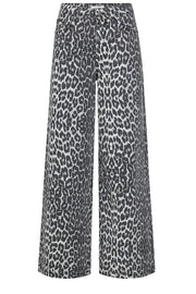 Co'couture Leo Leopard Wide-Leg Denim Trousers – Grey
