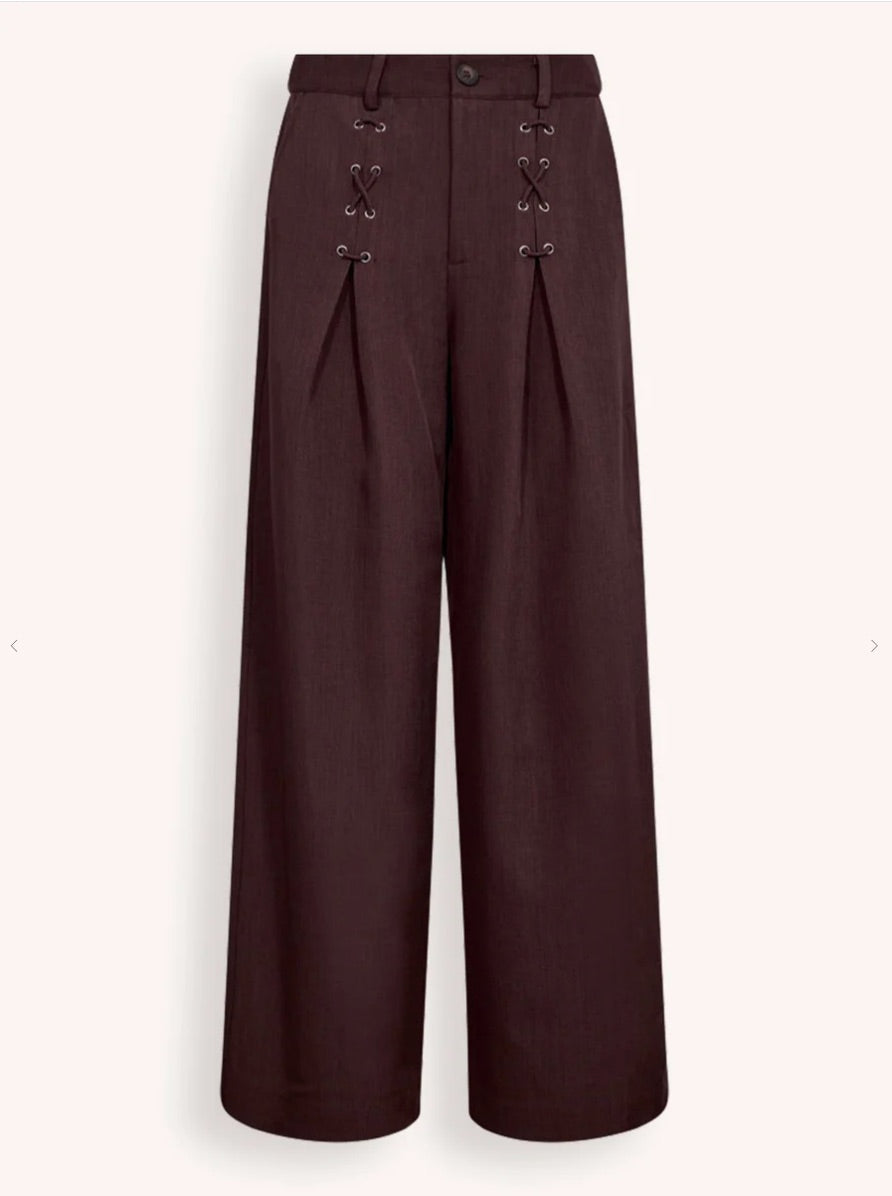 Co'couture Luna Wide-Leg Woven Trousers – Aubergine
