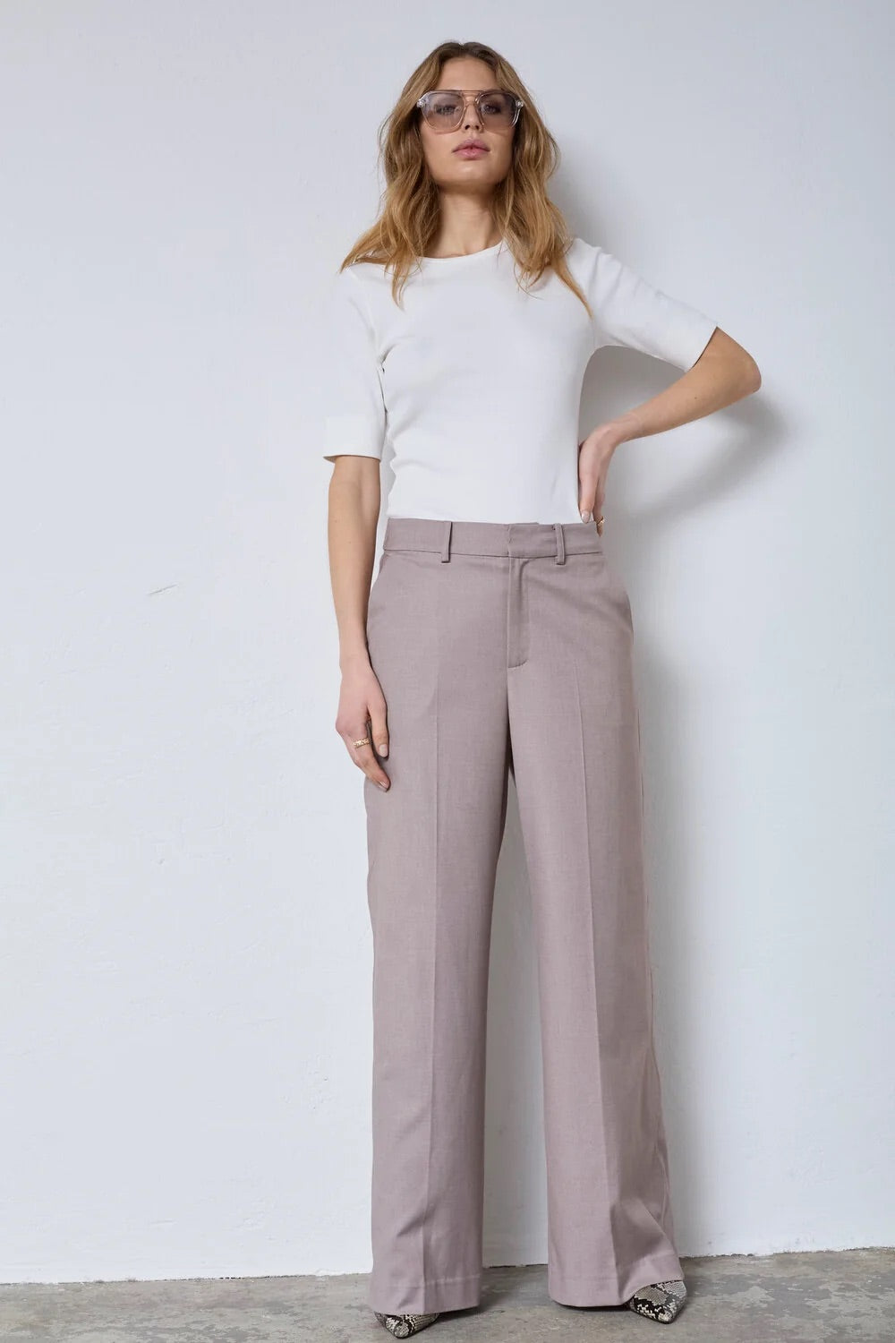Co'couture Matty Wave Seam Wide-Leg Trousers – Mink