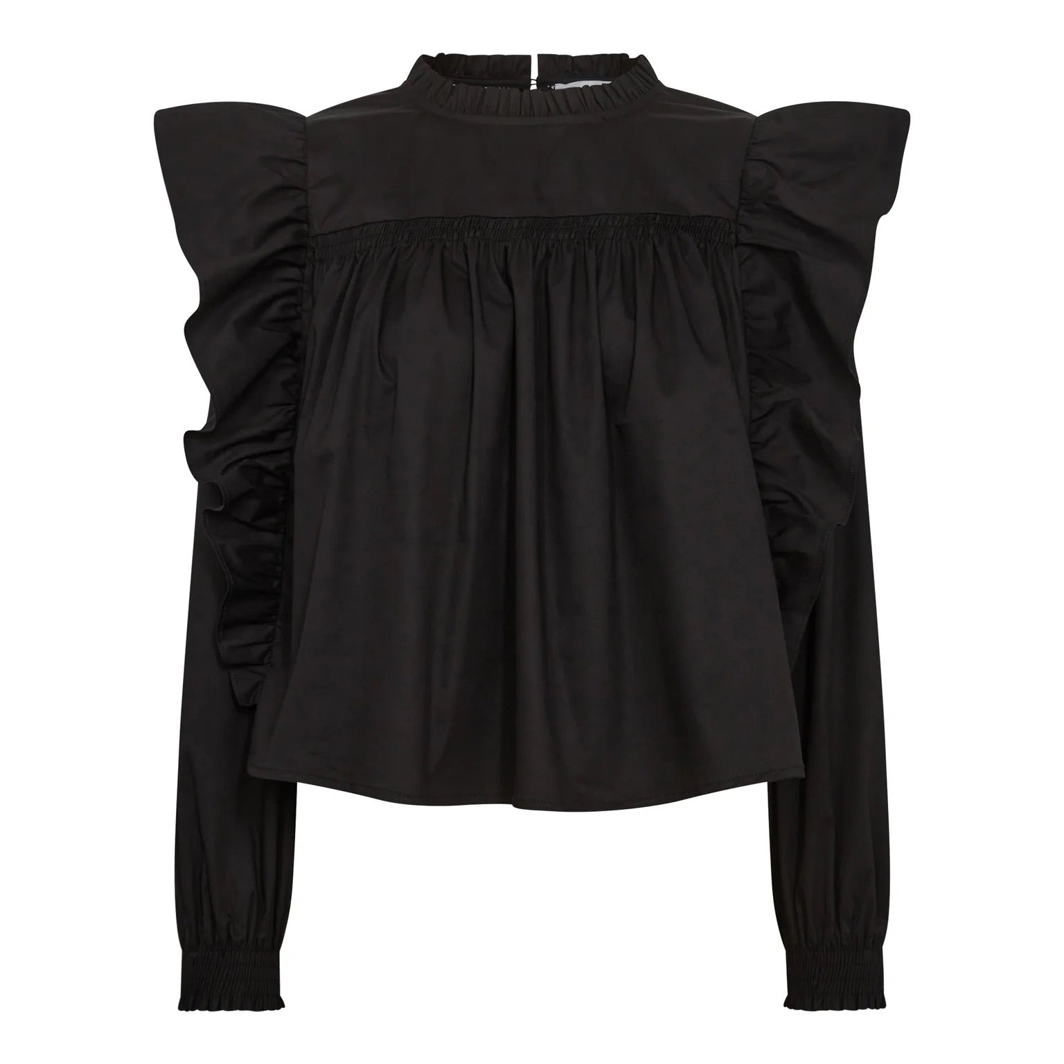 Co'couture Cotton Crisp Frill Blouse – Black