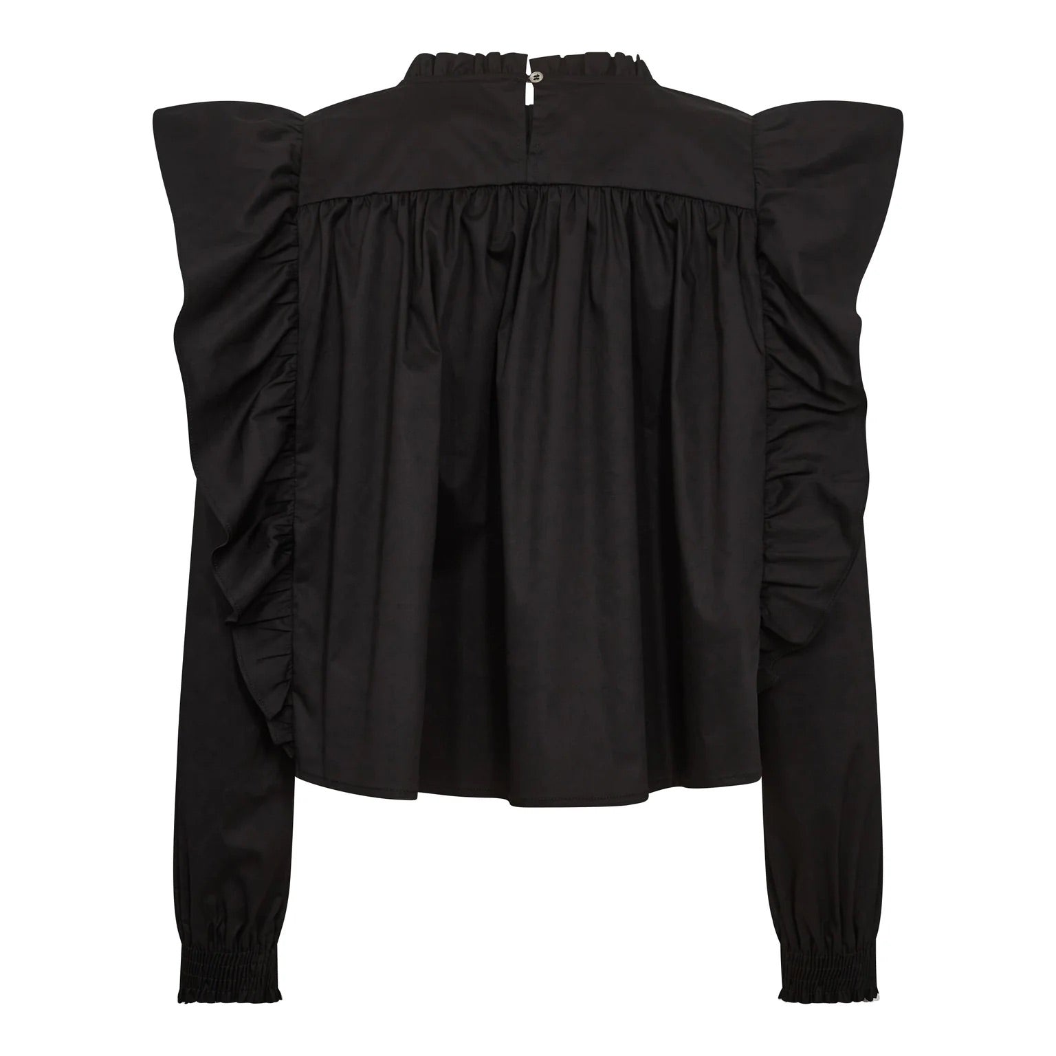 Co'couture Cotton Crisp Frill Blouse – Black