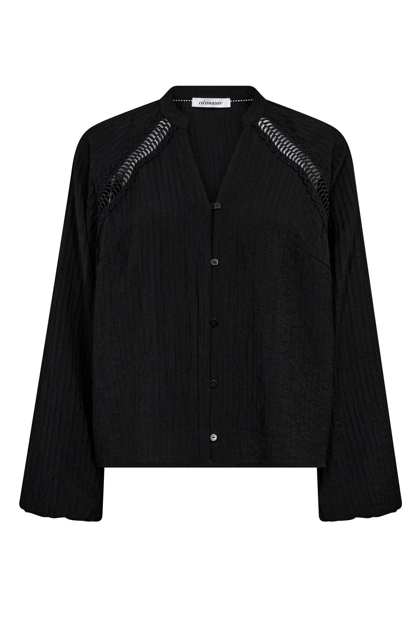 Co'couture Shina CC Lace V-Neck Shirt – Black