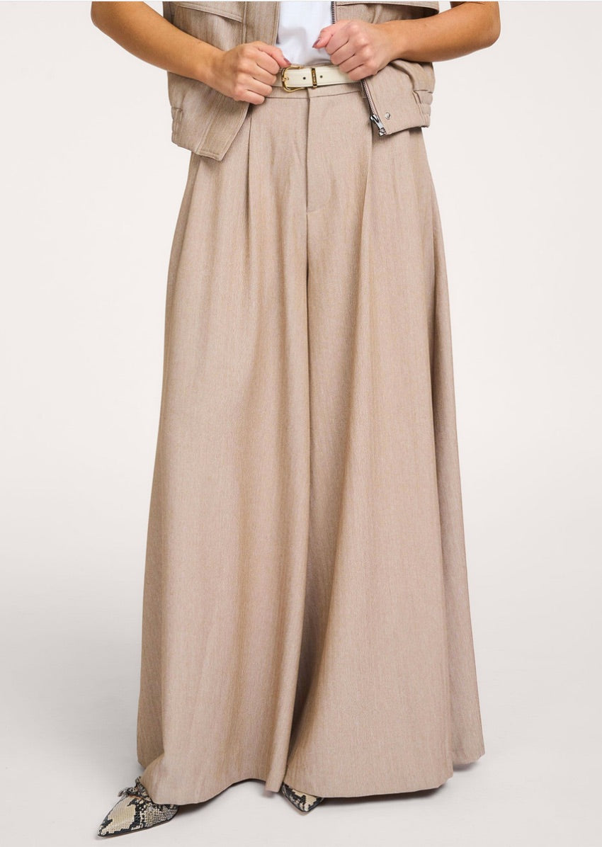 Co'couture Marlo CC Long Wide-Leg Trousers – Sand
