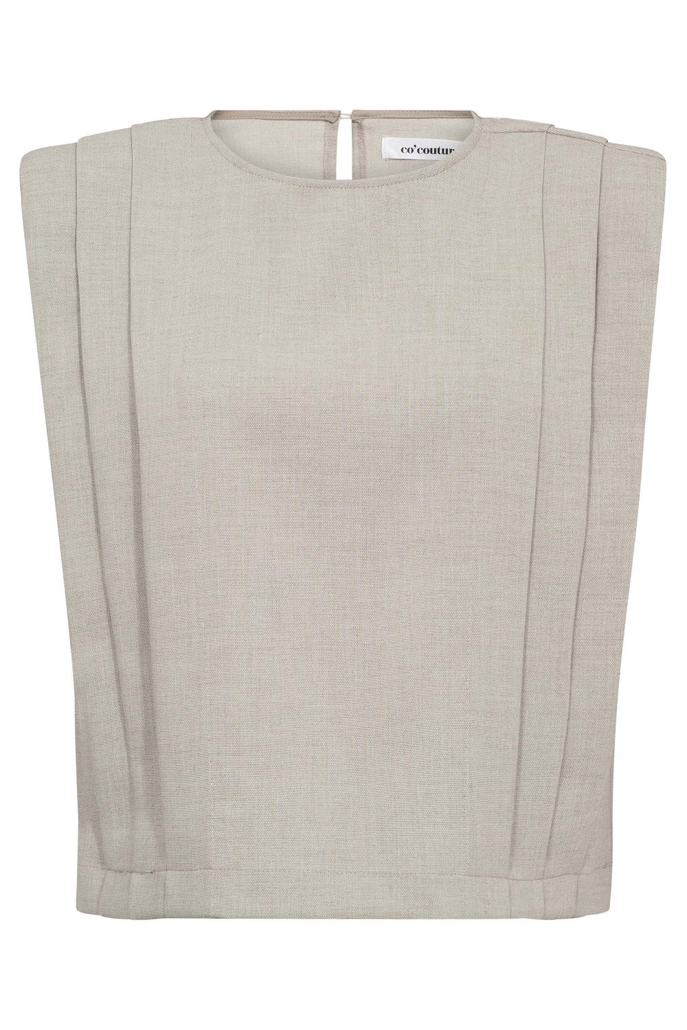 Co'couture Mava CC Padded Pleat Short-Sleeve Top – Bone