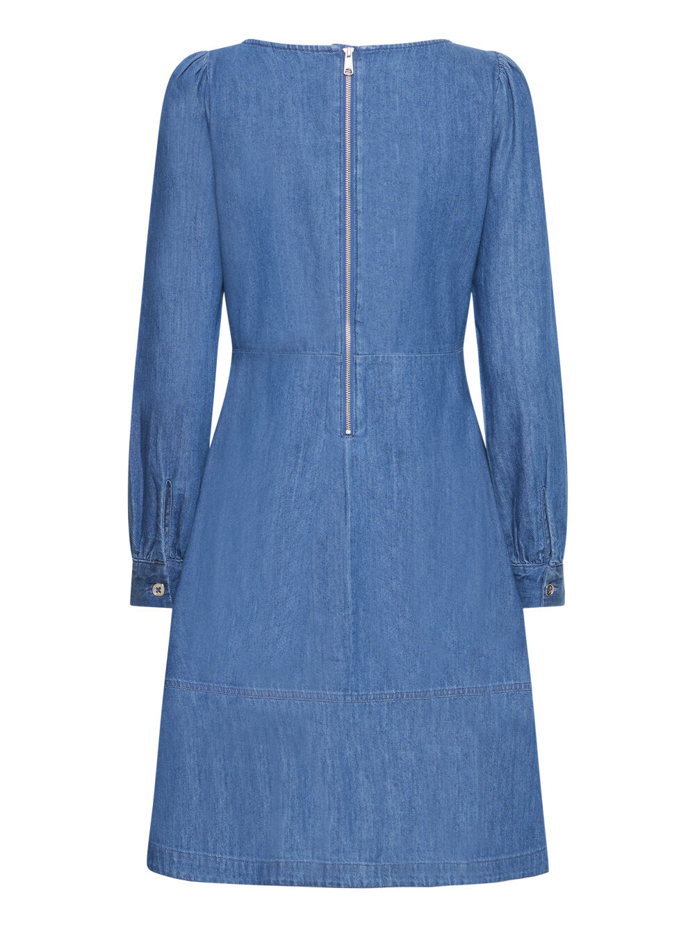 b.young Bykairon Chambray Denim A-Line Dress - Mid Blue