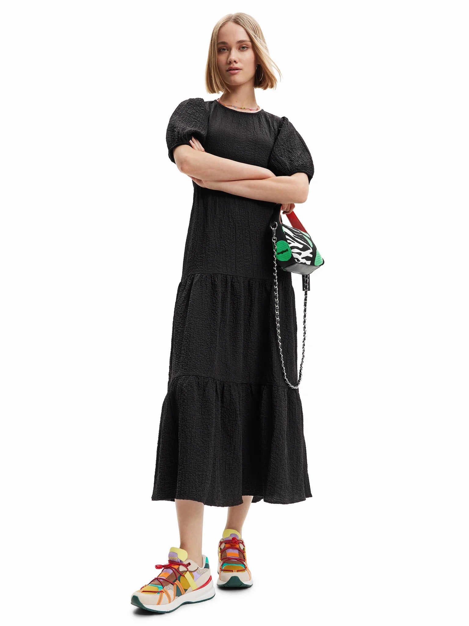Desigual Wend Open-Back Tiered Midi Dress