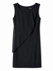 Marciano by Guess Asymmetric Flounce Shift Dress – Black, sleeveless dress, women's fashion, designer clothing, premium brands.
