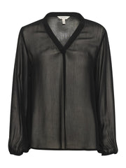 Part Two DittePW Blouse - Black Sheer V-Neck Blouse
