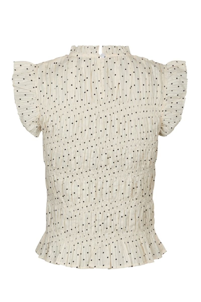 Neo Noir Tarsi Dot Smocked Top – Cream